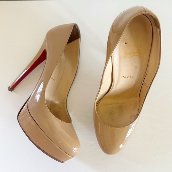 Christian Louboutin Bianca Nude Tan Patent Leather Platform Heels Size EU 41 - Picture 4 of 13